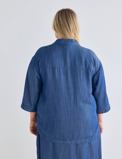 Studio Curve Cuffed 3/4 Sleeve Stepped Hem Jacket, Denim product photo View 02 L