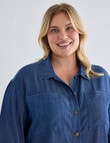 Studio Curve Cuffed 3/4 Sleeve Stepped Hem Jacket, Denim product photo View 04 S