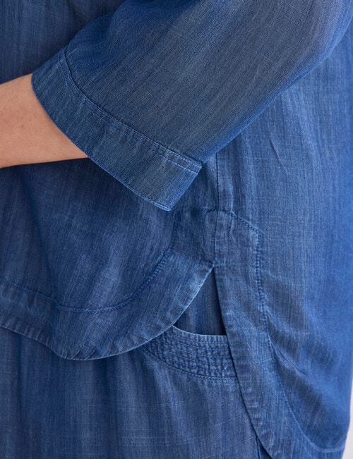 Studio Curve Cuffed 3/4 Sleeve Stepped Hem Jacket, Denim product photo View 05 L