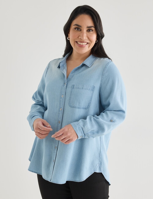 Studio Curve Lyocell Shirt, Light Blue product photo View 06 L