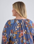 Studio Curve 3/4 Sleeve Gather Neck Printed Top, Spring Garden product photo View 06 S