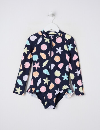 Wavetribe Shells Long Sleeve Rashsuit, Navy product photo