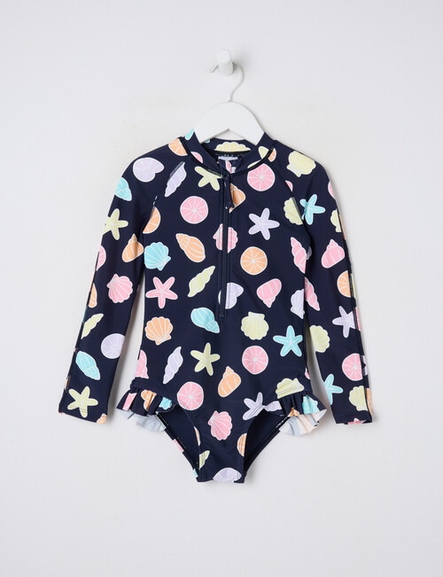 Wavetribe Shells Long Sleeve Rashsuit, Navy product photo