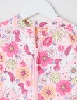 Wavetribe Floral Unicorn Long Sleeve Rashsuit, Light Pink product photo View 02 S