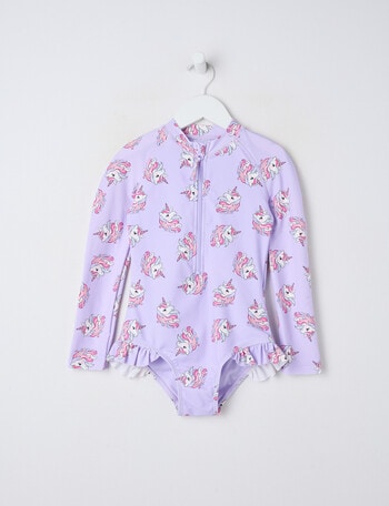 Wavetribe Unicorns Long Sleeve Rashsuit, Lilac product photo