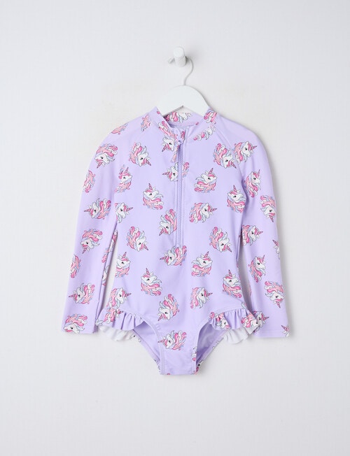Wavetribe Unicorns Long Sleeve Rashsuit, Lilac product photo