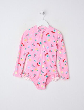 Wavetribe Fruit Long Sleeve Rashsuit, Candy Pink product photo
