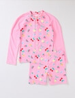 Wavetribe Fruit 2 Piece Long Sleeve Rash Set, Candy Pink product photo