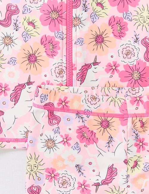 Wavetribe Floral Unicorn 2 Piece Rash Set, Light Pink product photo View 02 L
