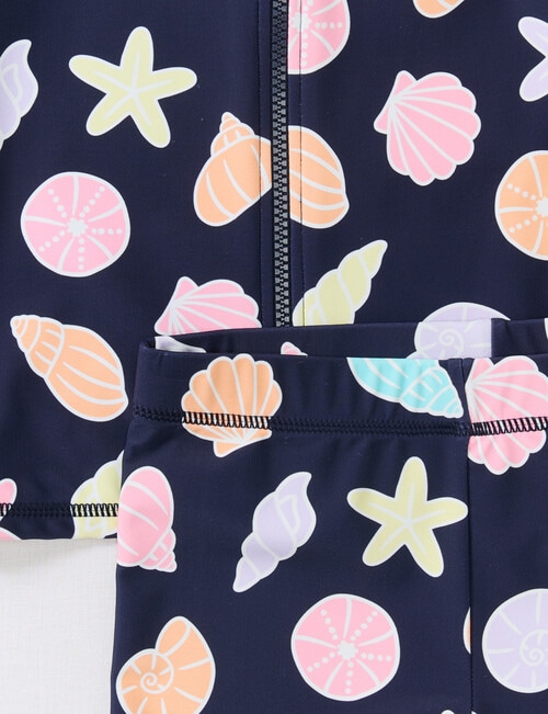 Wavetribe Shells 2 Piece Long Sleeve Rash Set, Navy product photo View 02 L