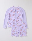 Wavetribe Unicorns 2 Piece Long Sleeve Rash Set, Lilac product photo