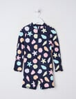 Wavetribe Shells Long Sleeve Sunsuit, Navy product photo