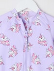 Wavetribe Unicorns Long Sleeve Sunsuit, Lilac product photo View 02 S