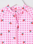 Wavetribe Strawberry Gingham Long Sleeve Rashsuit, Pink product photo View 02 S