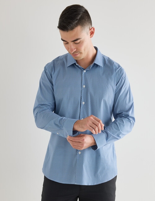 Laidlaw + Leeds Geo Hive Long Sleeve Shirt, Blue product photo