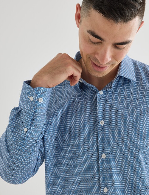 Laidlaw + Leeds Geo Hive Long Sleeve Shirt, Blue product photo View 04 L