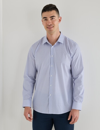 Laidlaw + Leeds Geo Daisy Long Sleeve Shirt, Navy product photo
