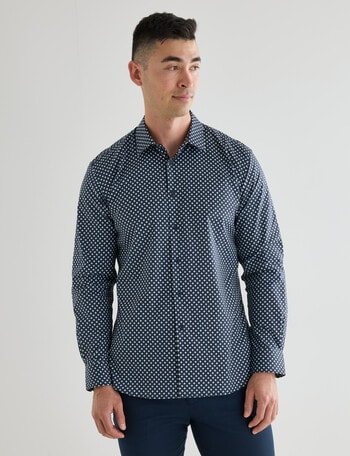 Laidlaw + Leeds Geo Diamond Long Sleeve Shirt, Navy product photo