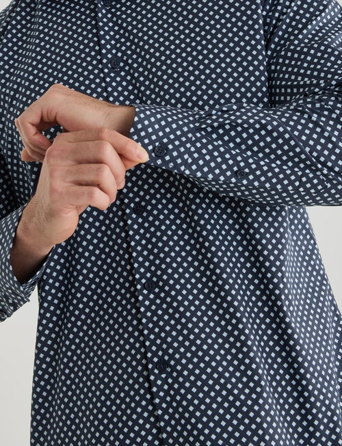 Laidlaw + Leeds Geo Diamond Long Sleeve Shirt, Navy product photo View 05 L