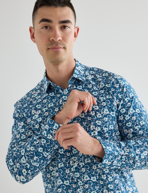 Laidlaw + Leeds Bouquet Long Sleeve Shirt, Teal product photo View 04 L