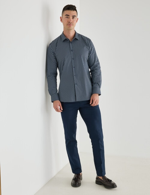 Laidlaw + Leeds Geo Diamond Long Sleeve Shirt, Navy product photo View 03 L