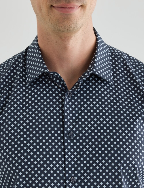 Laidlaw + Leeds Geo Diamond Long Sleeve Shirt, Navy product photo View 04 L