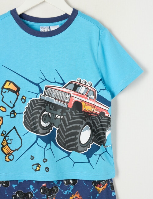 Sleep Mode Monster Truck Knit PJ Set, Blue, 2-8 product photo View 02 L