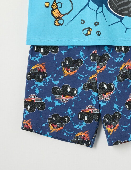 Sleep Mode Monster Truck Knit PJ Set, Blue, 2-8 product photo View 03 L