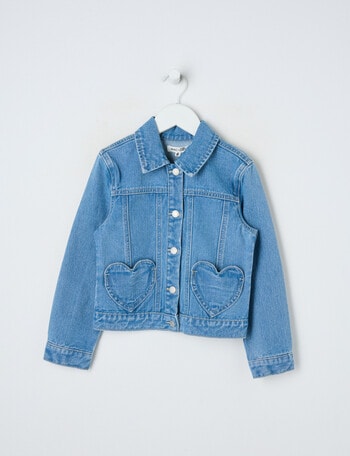 Mac & Ellie Heart Pocket Denim Jacket, Mid Blue product photo