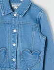 Mac & Ellie Heart Pocket Denim Jacket, Mid Blue product photo View 03 S