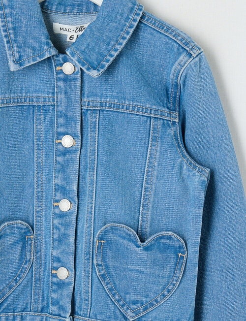 Mac & Ellie Heart Pocket Denim Jacket, Mid Blue product photo View 03 L