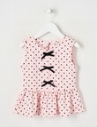 Mac & Ellie Amelie Spot Peplum Bow Top, Baby Pink product photo