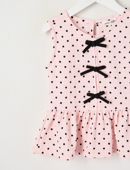 Mac & Ellie Amelie Spot Peplum Bow Top, Baby Pink product photo View 03 L