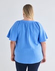 Studio Curve Linen Gather V-Neck Blouse, Marina product photo View 02 S