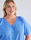 Studio Curve Linen Gather V-Neck Blouse, Marina product photo View 05 S