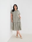 Studio Curve Linen Blend Print Shirt Dress, Foliage & Whitecap Gingham product photo
