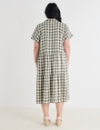 Studio Curve Linen Blend Print Shirt Dress, Foliage & Whitecap Gingham product photo View 02 S