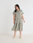 Studio Curve Linen Blend Print Shirt Dress, Foliage & Whitecap Gingham product photo View 03 S