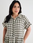 Studio Curve Linen Blend Print Shirt Dress, Foliage & Whitecap Gingham product photo View 04 S