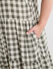 Studio Curve Linen Blend Print Shirt Dress, Foliage & Whitecap Gingham product photo View 06 S