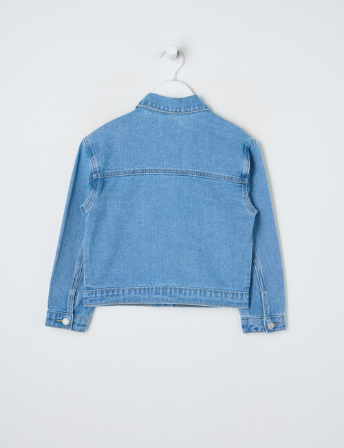 Mac & Ellie Boxy Denim Embroidered Jacket, Washed Blue product photo View 02 L