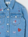 Mac & Ellie Boxy Denim Embroidered Jacket, Washed Blue product photo View 03 S
