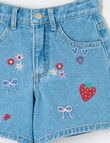 Mac & Ellie Embroidered Denim Short, Washed Blue product photo View 02 S
