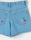 Mac & Ellie Embroidered Denim Short, Washed Blue product photo View 03 S