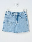 Mac & Ellie Butterfly Relaxed Denim Short, Acid Blue product photo