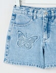 Mac & Ellie Butterfly Relaxed Denim Short, Acid Blue product photo View 03 S