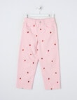 Mac & Ellie Embroidered Strawberries Barrel Jean, Light Pink product photo