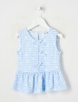 Mac & Ellie Amelie Daisy Gingham Peplum Bow Top, Cornflower product photo