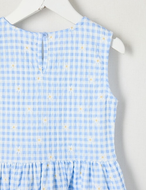 Mac & Ellie Amelie Daisy Gingham Peplum Bow Top, Cornflower product photo View 02 L