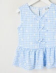 Mac & Ellie Amelie Daisy Gingham Peplum Bow Top, Cornflower product photo View 03 S